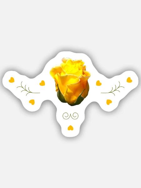 Rose gelbe Rose - Sticker Größe S (10 x 10 cm) - Mattweiß