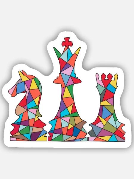 Schachspieler Schachfiguren Jungen Mädchen Schach - Sticker Größe S (10 x 10 cm) - Mattweiß