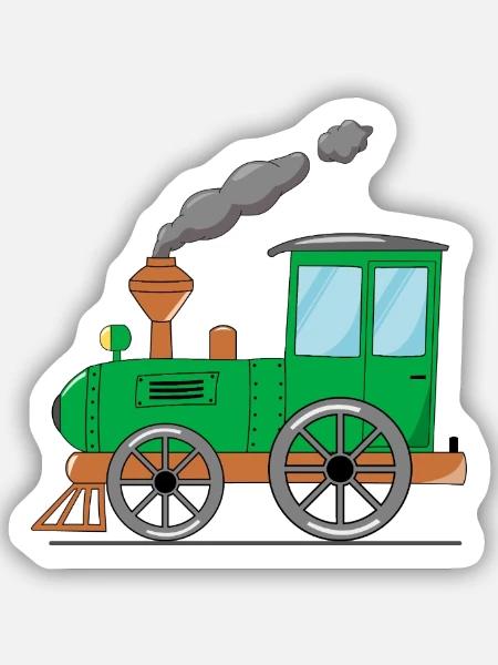 Kinderzug Eisenbahn grün - Sticker Größe S (10 x 10 cm) - Mattweiß