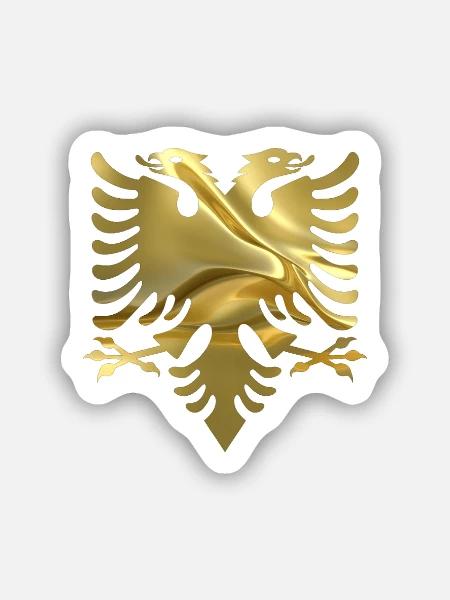 Goldener Doppeladler Emblem - Sticker Größe S (10 x 10 cm) - Mattweiß