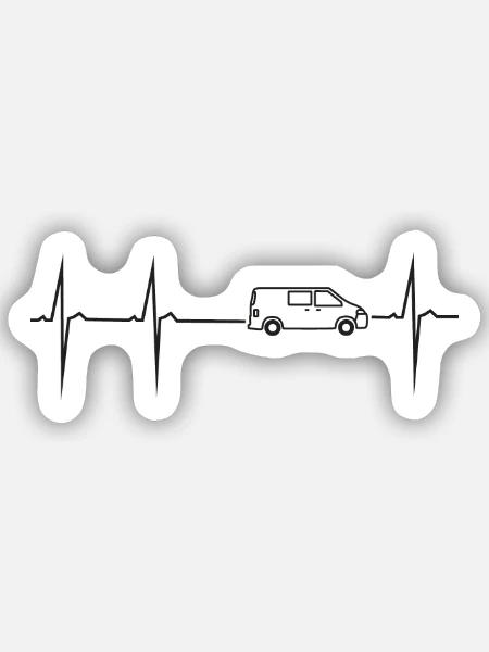 mein herz schlägt für campingbus - Sticker Größe S (10 x 10 cm) - Mattweiß