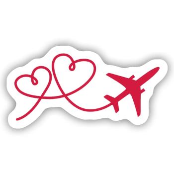 Flugzeug Flieger mit Herz - Sticker Größe S (10 x 10 cm) - Mattweiß - Vorne