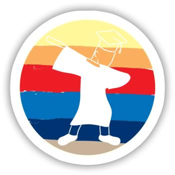 Graduation Dab - Sticker Größe S (10 x 10 cm) - Mattweiß - Vorne