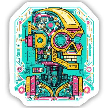 KI Roboter Cyberpunk - Sticker Größe S (10 x 10 cm) - Mattweiß - Vorne