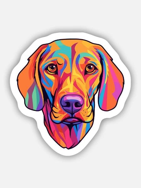 Ungarische Vizsla Hunderasse Cartoon Kawaii Illustra - Sticker Größe S (10 x 10 cm) - Mattweiß