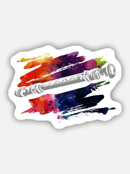 Spritzige Blockflöte Musikunterricht - Sticker Größe S (10 x 10 cm) - Mattweiß