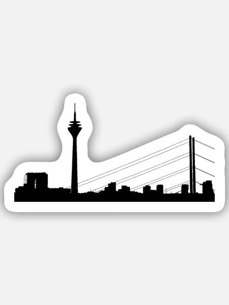 Skyline Düsseldorf - Sticker Größe S (10 x 10 cm) - Mattweiß