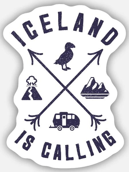 Island Urlaub Berge Papageitaucher Reykjavik - Sticker Größe S (10 x 10 cm) - Mattweiß