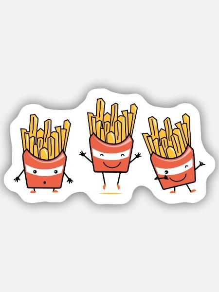 Personalisierte Pommes - Sticker Größe S (10 x 10 cm) - Mattweiß