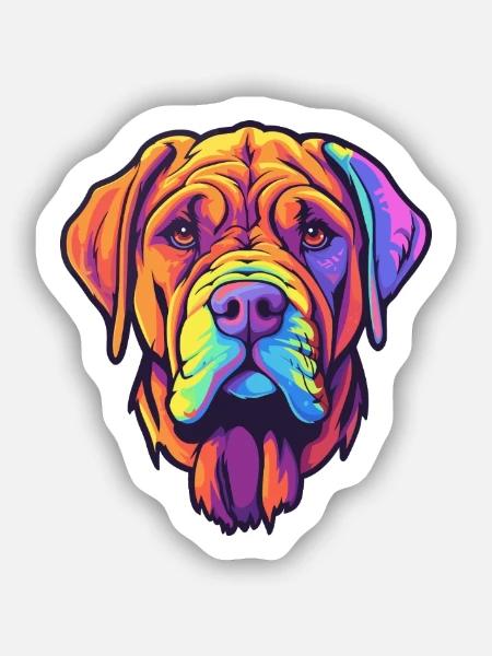 Boerboel Hunderasse Cartoon Kawaii Illustration - Sticker Größe S (10 x 10 cm) - Mattweiß