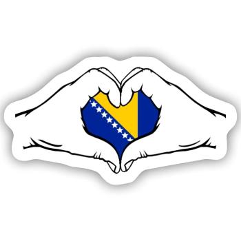 Bosnien Flagge Herzform - Sticker Größe S (10 x 10 cm) - Mattweiß - Vorne