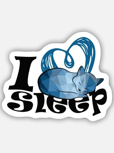 Blue Heart Schlafkatze - Sticker Größe S (10 x 10 cm) - Mattweiß