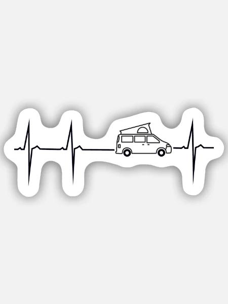 mein herz schlägt für campingbus mit aufstelldach - Sticker Größe S (10 x 10 cm) - Mattweiß