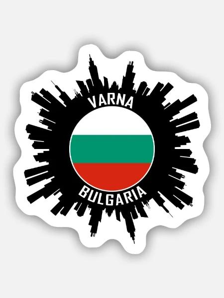 Varna Skyline Bulgarien Flagge Reise Souvenir - Sticker Größe S (10 x 10 cm) - Mattweiß