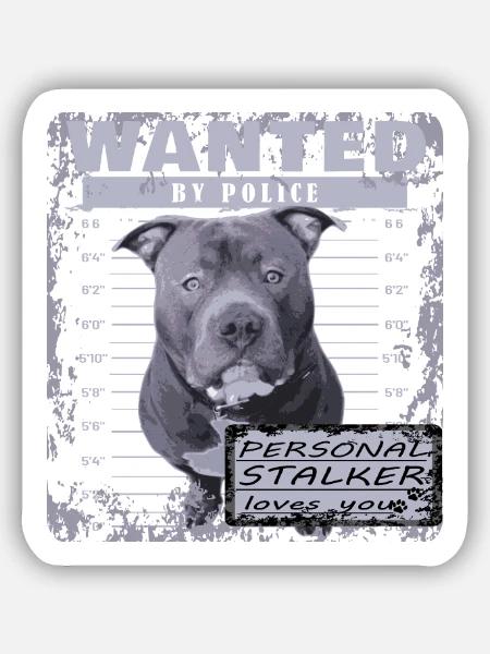 American Bully blue line künstlerisches Design - Sticker Größe S (10 x 10 cm) - Mattweiß