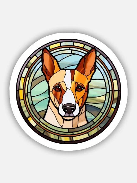 Basenji Hunderasse Buntes Glas Buntes Wassercolo - Sticker Größe S (10 x 10 cm) - Mattweiß