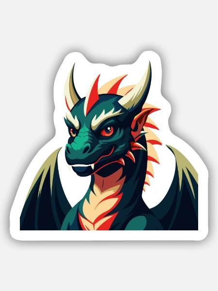 Drache Cartoon Figur Buntes Haustier Tier - Sticker Größe S (10 x 10 cm) - Mattweiß
