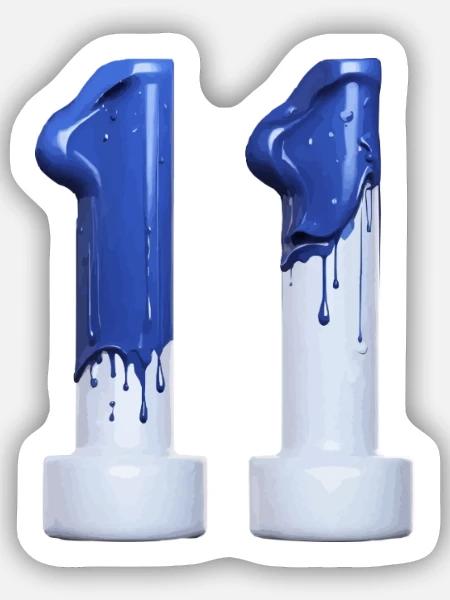 NR. 11 NUMMER 11 BLAU WEIß 11. GEBURTSTAG - Sticker Größe S (10 x 10 cm) - Mattweiß