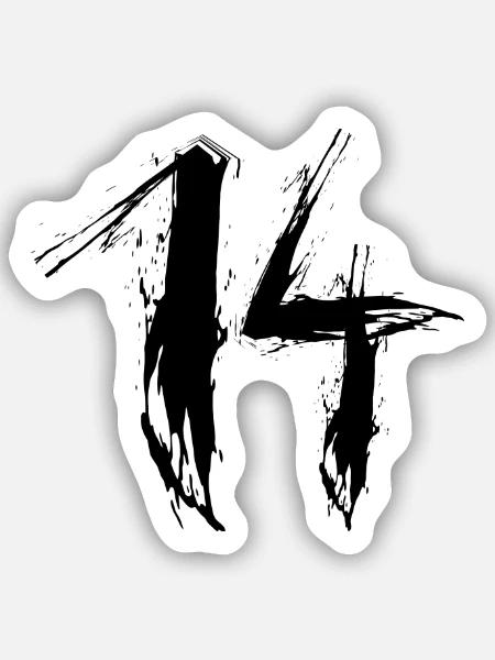 Zahl 14 Schwarz 14. Geburtstag Lieblingszahl - Sticker Größe S (10 x 10 cm) - Mattweiß