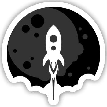 Rocket to the Moon - Schwarz - Sticker Größe S (10 x 10 cm) - Mattweiß - Vorne