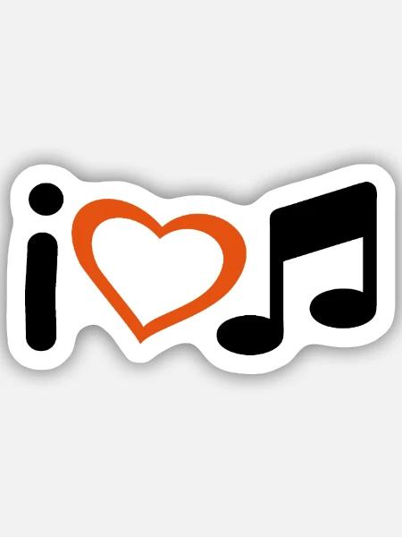 Slogan Ich liebe Musik. Liebe zur Musik. - Sticker Größe S (10 x 10 cm) - Mattweiß