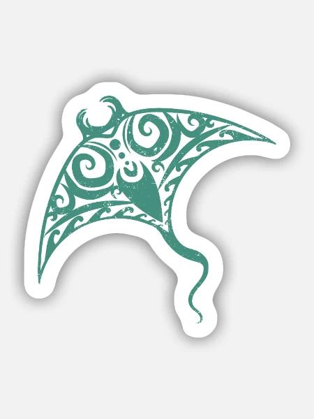 Kraftvoller Stachelrochen Tattoo - Sticker Größe S (10 x 10 cm) - Mattweiß
