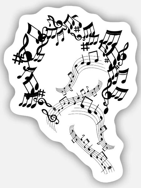Musiknoten Musik Musiker Notenschlüssel Noten - Sticker Größe S (10 x 10 cm) - Mattweiß