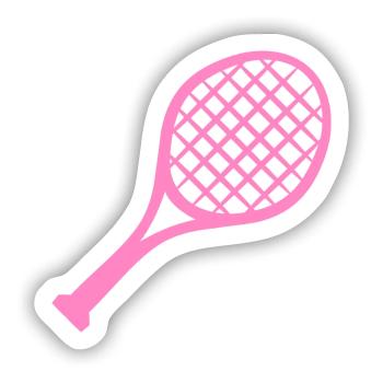 Tennis Schläger Rosa - Sticker Größe S (10 x 10 cm) - Mattweiß - Vorne