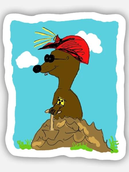 blinde maulwurf - Sticker Größe S (10 x 10 cm) - Mattweiß