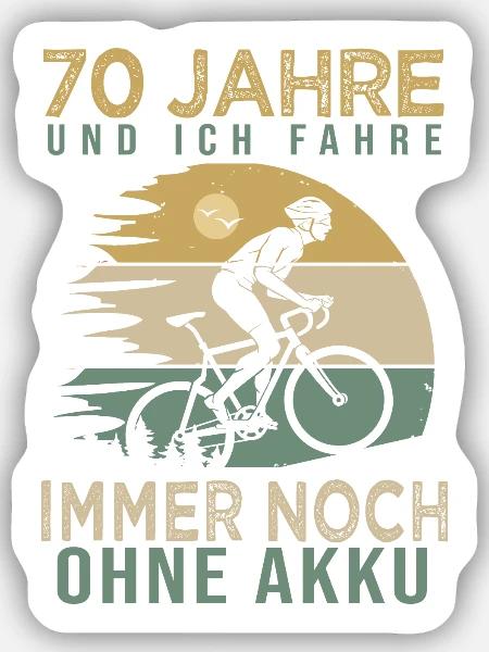 70 Jahre Fahrrad Geschenk Geburtstag - Sticker Größe S (10 x 10 cm) - Mattweiß