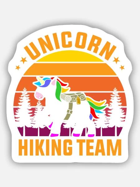 Unicorn Hiking Team Wanderer Wandern Wandergruppe - Sticker Größe S (10 x 10 cm) - Mattweiß