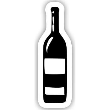 Weinglas, Wein, Weinflasche - Sticker Größe S (10 x 10 cm) - Mattweiß - Vorne