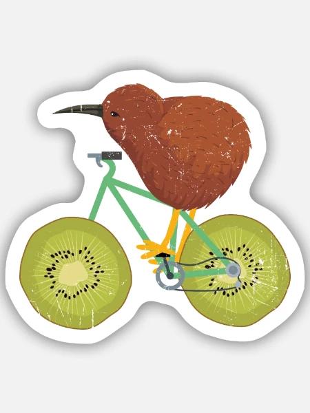Wendiger Kiwifahrer Rennradstrecke - Sticker Größe S (10 x 10 cm) - Mattweiß