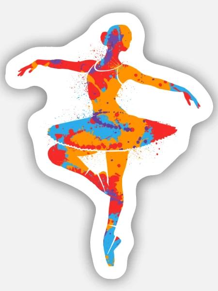 Ballerina bunt Balletttänzerin Tanzen Ballett - Sticker Größe S (10 x 10 cm) - Mattweiß