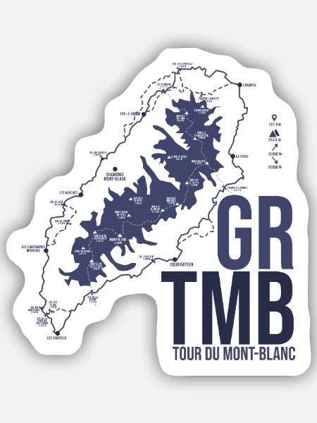 Tour du Mont Blanc TMB Trek Randonnée Alpes - Sticker taille S (10 x 10 cm) - blanc mat
