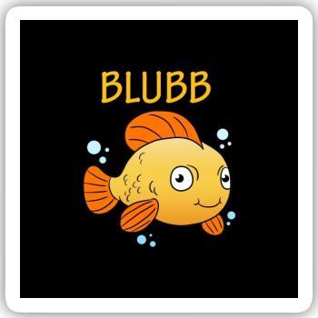Blubb Maske Goldfisch - Sticker Größe S (10 x 10 cm) - Mattweiß - Vorne