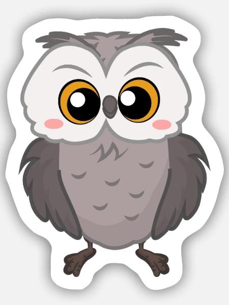 Eule - Sticker Größe S (10 x 10 cm) - Mattweiß