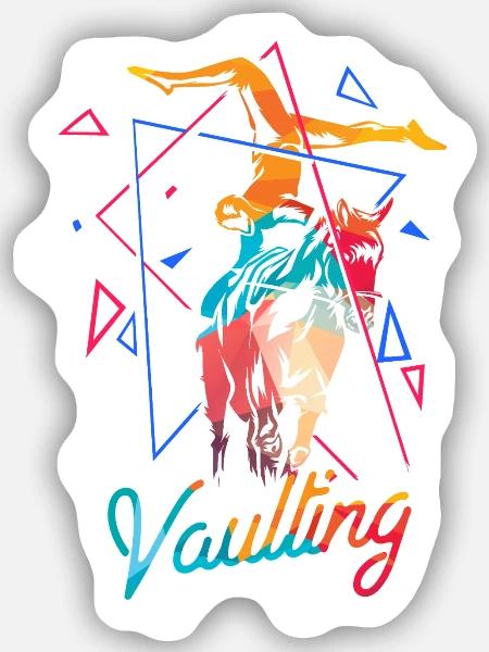Schwungvolle Voltigiererin Turnierkür - Sticker Größe S (10 x 10 cm) - Mattweiß