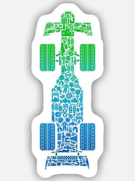 Rennwagen Autorennen Motorsport Rennauto Kinder - Sticker Größe S (10 x 10 cm) - Mattweiß