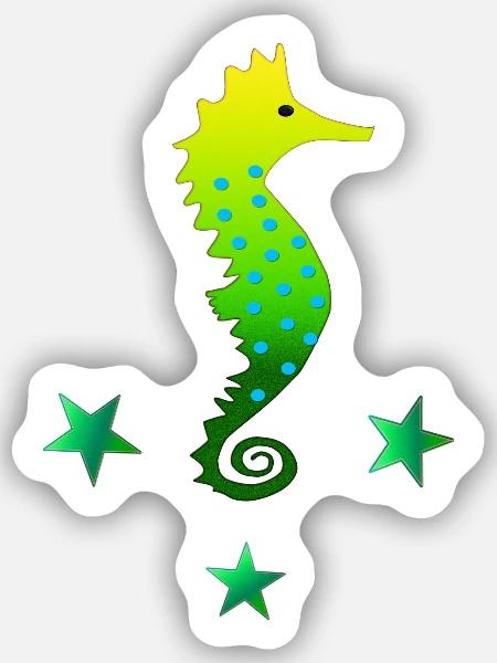 grünes Seepferdchen Seepferd schwimmen lernen - Sticker Größe S (10 x 10 cm) - Mattweiß