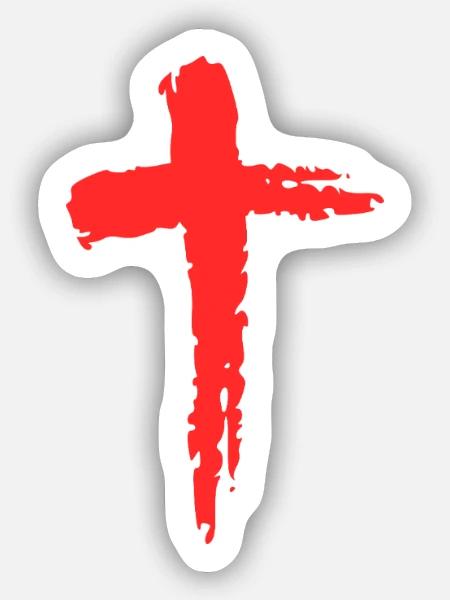 Christentum Religion Kreuz Rot Geschenk - Sticker Größe S (10 x 10 cm) - Mattweiß