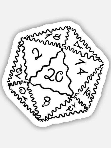 D20 Würfel - Sticker Größe S (10 x 10 cm) - Mattweiß