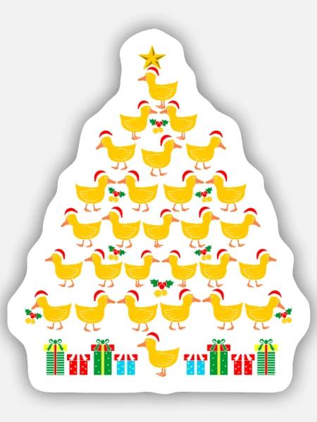 Enten Weihnachtsbaum Entenliebhaber Weihnachten - Sticker Größe S (10 x 10 cm) - Mattweiß
