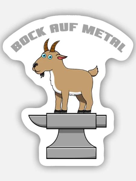 Metal Bock - Sticker Größe S (10 x 10 cm) - Mattweiß