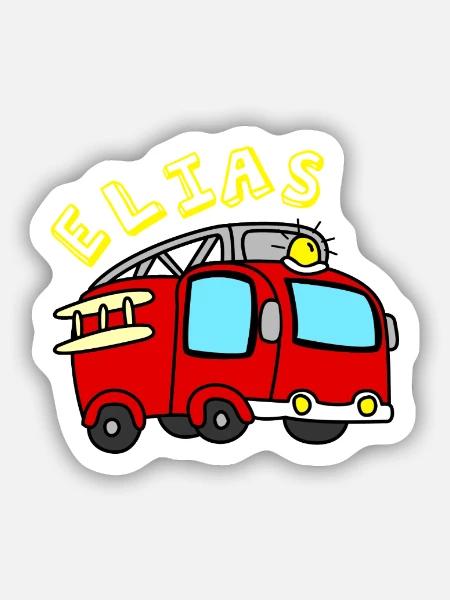Feuerwehrauto - Sticker Größe S (10 x 10 cm) - Mattweiß