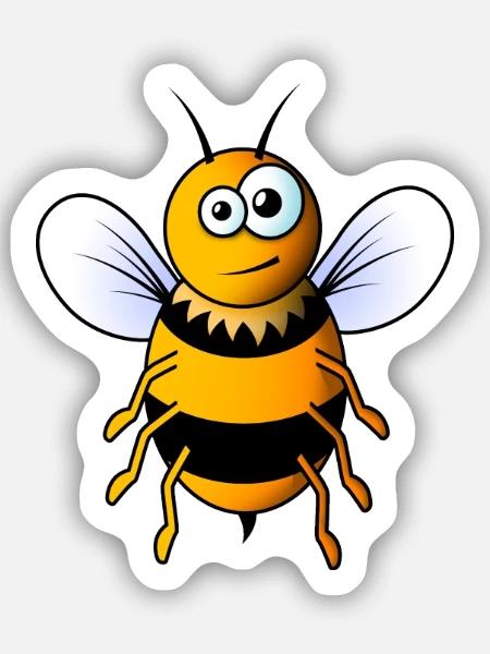 Comic Biene - Sticker Größe S (10 x 10 cm) - Mattweiß