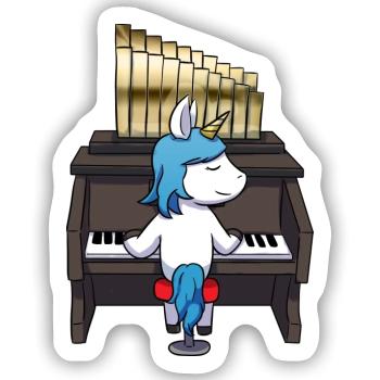 Einhorn Orgel - Sticker Größe S (10 x 10 cm) - Mattweiß - Vorne