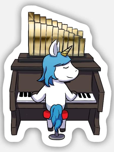 Einhorn Orgel - Sticker Größe S (10 x 10 cm) - Mattweiß
