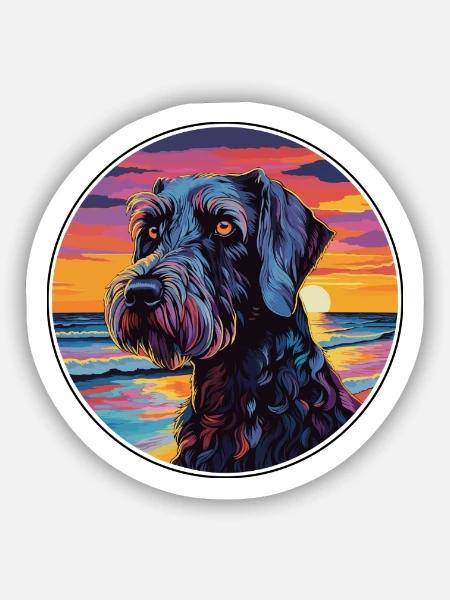 Riesenschnauzer Hunderasse Bunte Karikatur Waterco - Sticker Größe S (10 x 10 cm) - Mattweiß