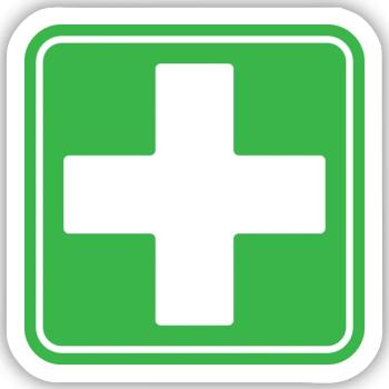 First Aid Medical Cross Safety Sign Vector Icon - Sticker size S (10 x 10 cm) - white matte - Front